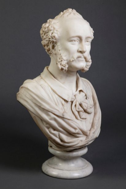 null Auguste CLÉSINGER (1814-1883)

Bust of a man with a moustache

Marble, signed...