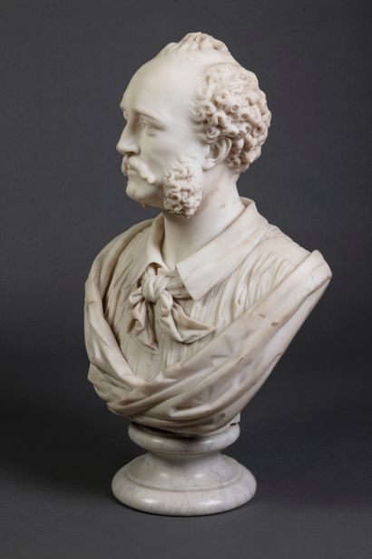 null Auguste CLÉSINGER (1814-1883)

Bust of a man with a moustache

Marble, signed...