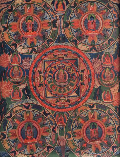 null TIBET - XXe siècle

Mandala, détrempe sur toile, Vairocana assis au centre entouré...