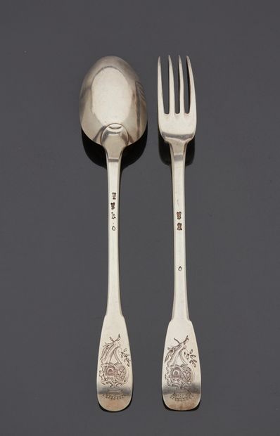 null PARIS 1756 - 1757 and 1758 - 1759

Silver stewing spoon and fork, uniplat model,...