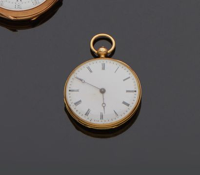 null Montre de col en or jaune 18 k (750 millièmes) à décor au dos de fleurs serties...