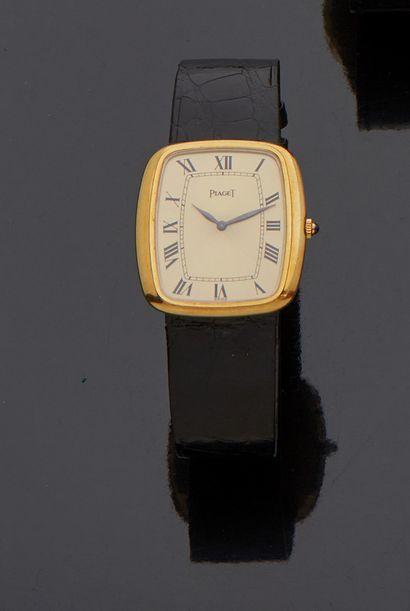 null PIAGET - Montre bracelet d'homme en or jaune 18 k (750 millièmes), cadran doré...