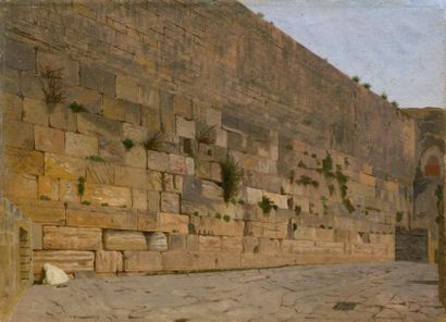 Jean-Léon GEROME (1824-1904) Le mur de Salomon Huile sur toile. 23,5 x 32 cm Gérome...