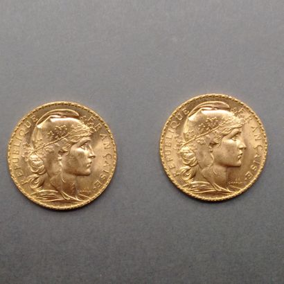 null 
FRANCE




- Deux pièces 20 F or - 1909









Toutes les pièces d'or sont...