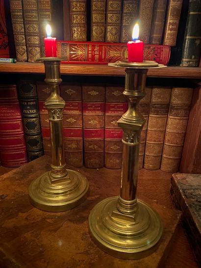Pair of brass candlesticks 
17th century...