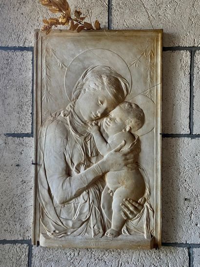 null Bas-relief in plaster representing a Virgin and Child after Donatello (broken...