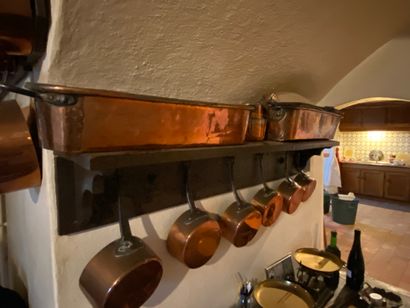 null Importante collection de cuivres : environ 40 casseroles de toutes tailles,...