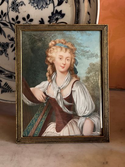 null Ecole FRANCAISE du XIXe siècle

Portrait présumé de Madame de Genlis à la harpe

Miniature...