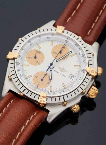 null BREITLING - Chronomat men's watch. Steel and yellow gold case 38 mm. Creamy...