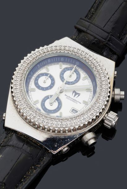 null TechnoMarine - TechnoDiamond, steel chronograph watch with steel dial and diamond-set...