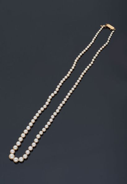 null Collier de perles de culture en chute fermoir en or jaune 18 k (750 millièmes).

Poids...