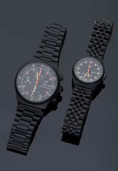 null PORSCHE Design - Two wristwatches, one for men, automatic round chronograph....