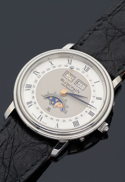 null BLANCPAIN - Men's watch "Quantième Phases de Lune / Steel. Complication watch...