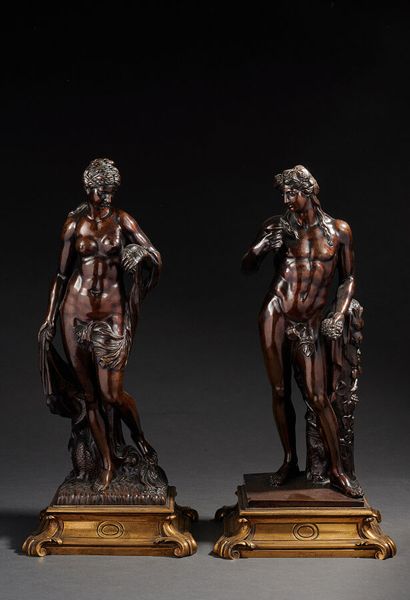 null 
Ecole française d'après Louis Garnier (1638..1728)

Deux statuette en bronze...