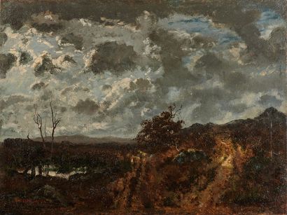 null Ecole FRANCAISE du XIXe siècle

Paysage de forêt au ciel menaçant

Huile sur...