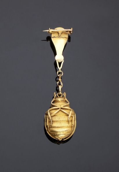 null Montre pendentif en forme de scarabée, en or jaune 18 k (750 millièmes). les...