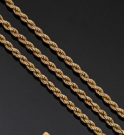 Long collier torsadé en or jaune 18 k (750...