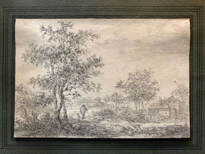 null Ecole HOLLANDAISE du XVIIIe siècle
Paysage de campagne
Mine de plomb sur papier,...