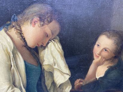 null Suiveur de Pietro ROTARI (1707-1762)
La Lettre. Huile sur toile
30,6 x 23,7...