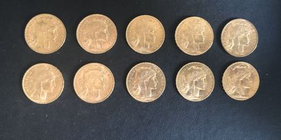 FRANCE 10 pièces d'or de 20 Francs