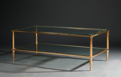 Coffee table with two glass tops in gold...