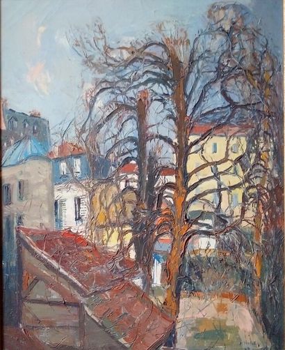 null French school of the XXth century

View of a garden in town.

Oil on canvas

Bears...