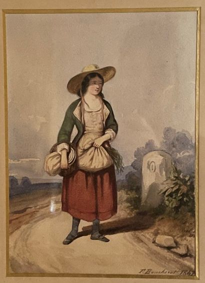 null F BOUCHERAT (XIXth)

Portraits of women

Four watercolors, signed and dated...