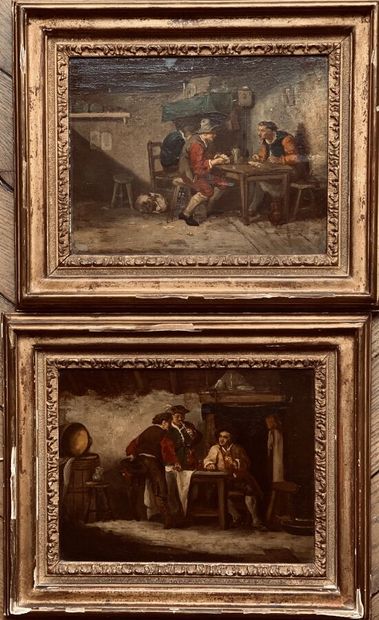 null Ecole du XIXe siècle, Scènes de taverne.

Deux huiles sur panneaux.

18,5 x...