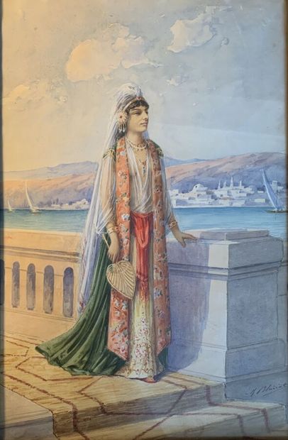 null Marcel BLAIRAT (1849-55-?)

Jeune femme orientale sur une terrasse devant la...
