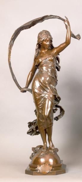 Auguste Louis Mathurin MOREAU (d'après) L'Aurore ou la Brise Statue en bronze à patine...