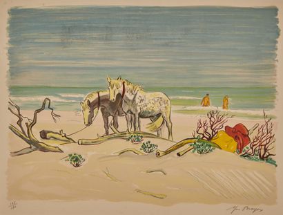 Yves Brayer (1907-1990). 
Bathers on a beach...