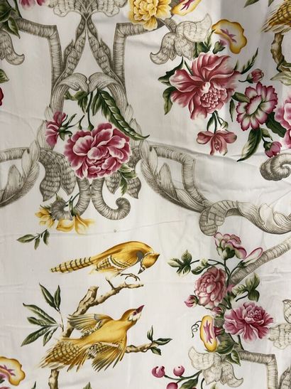 Three curtains in cotton printed with an...