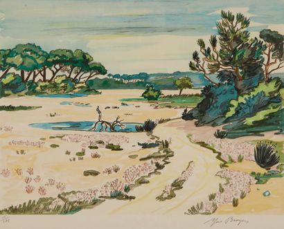 null Yves Brayer (1907-1990).
Paysage de Camargue
Lithographie en couleur signée...