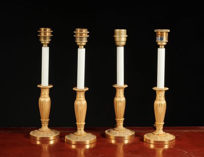 null Vaughan designs. Malmaison candlesticks table lamps. Suite of four Empire style...