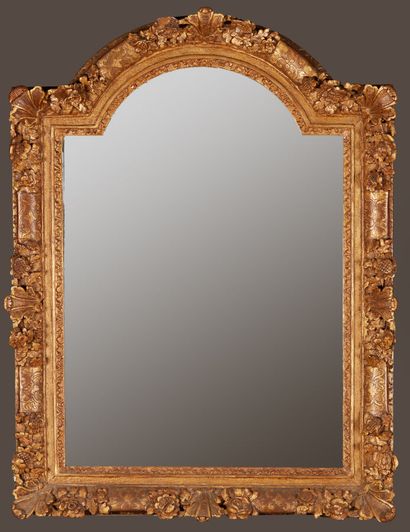 null Large Louis XIV period frame in carved and gilded oak, transformed into a mirror...