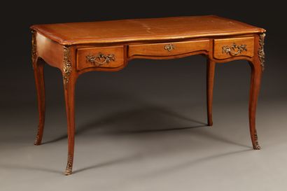 Louis XV style flat desk in walnut with all...