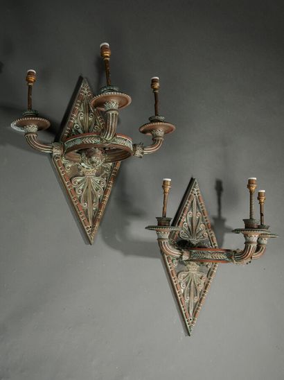 Pair of large antique style sconces with...