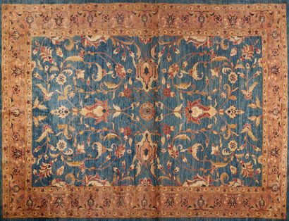 Farhan wool carpet with floral decoration...