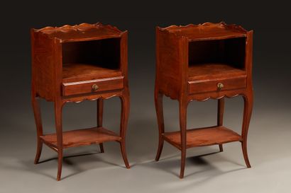 Pair of Louis XV style bedside tables with...