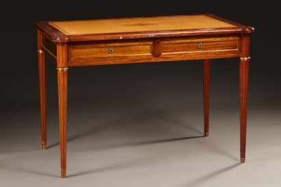 Louis XVI style flat desk in mahogany opening...