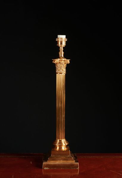 null Vaughan designs. A fluted column lamp in brass with Corinthian capitals.
Height...