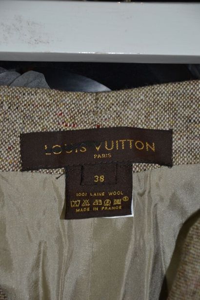 null LOUIS VUITTON femme Pantalon en laine beige chevrons avec ceinture assortie....