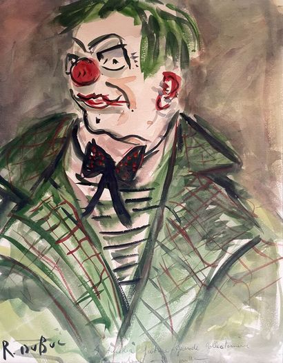Roland DUBUC (1924-1998)
Clown vert
Aquarelle,...