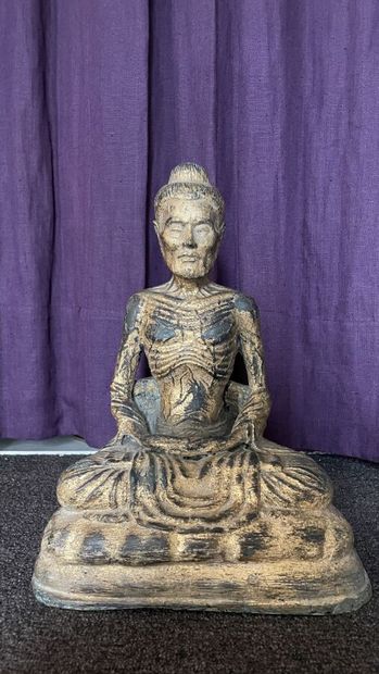 Asie du sud est - Bouddha ascète en bronze...