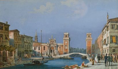 null Ecole ITALIENNE du XIXe siècle
Vues de Venise
Deux procédés
14.5 x 24.5 cm -...