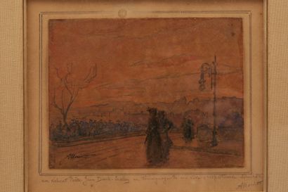 null French school end of XIXth - beginning of XXth century, "Scene of animated street".
Graphite...