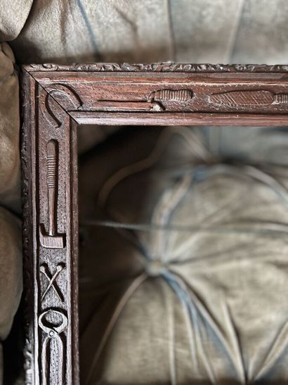 null Rectangular frame in carved wood monogrammed JL with relief decoration of a...