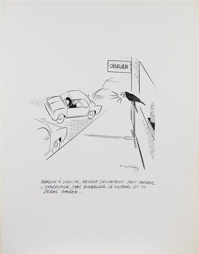 null Henri MOREZ (1922-2017)
Braque à droite, recule doucement, fait patiner l'embrayage...