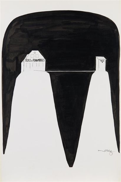 null Henri MOREZ (1922-2017)
School of tightrope walkers
Black ink and white gouache,...