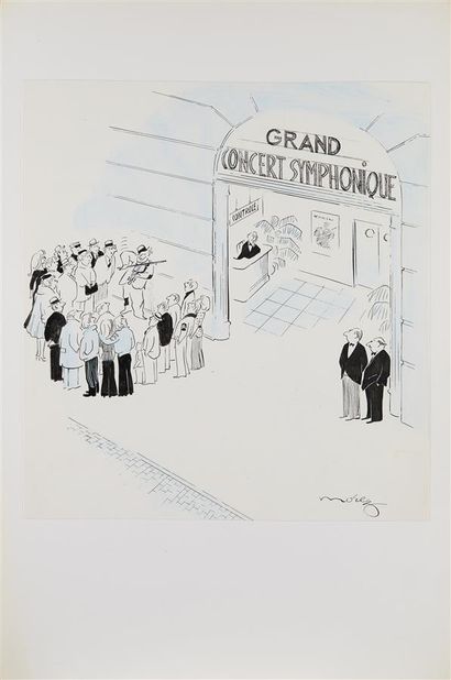 null Henri MOREZ (1922-2017)
Grand concert symphonique 
Encre noire, crayon bleu...